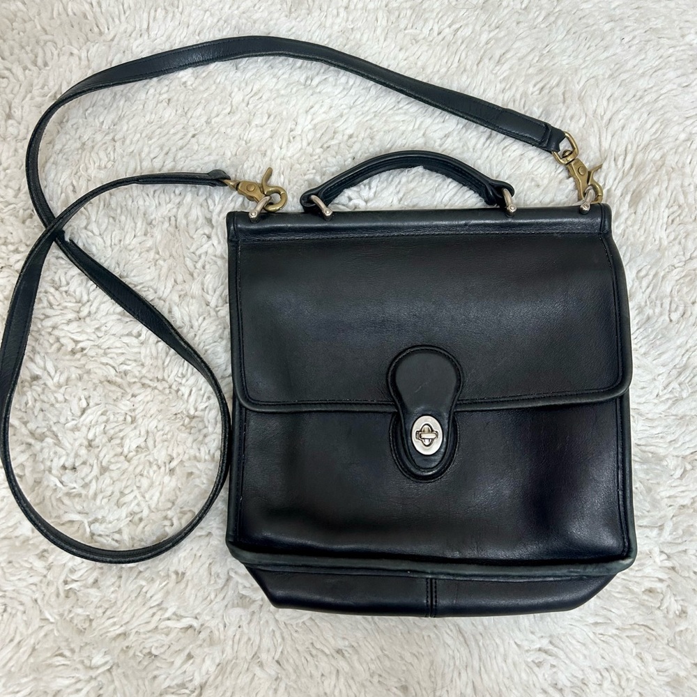 Vintage Coach Willis 9927 Crossbody/Convertible Satchel Black Leather Bag 1999